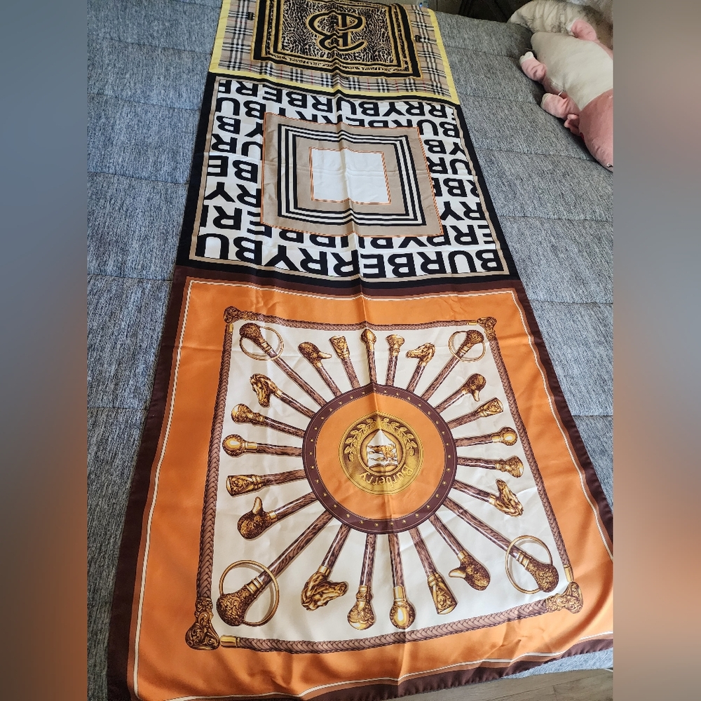 Authentic Burberry Long Silk Scarf